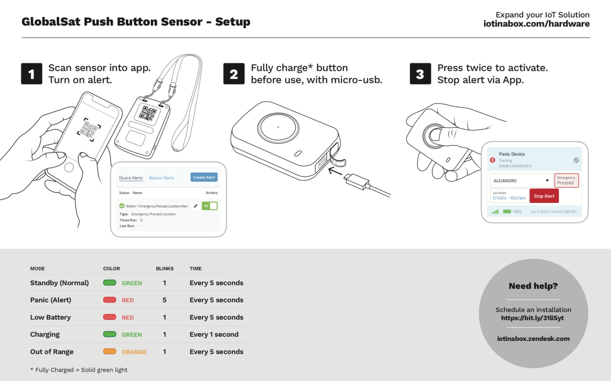 GlobalSat Panic Button Wearable Panic Button